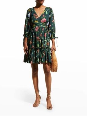 Cara Cara Millbrook Tie-Waist Floral Dress in Ophelia Floral Emerald
